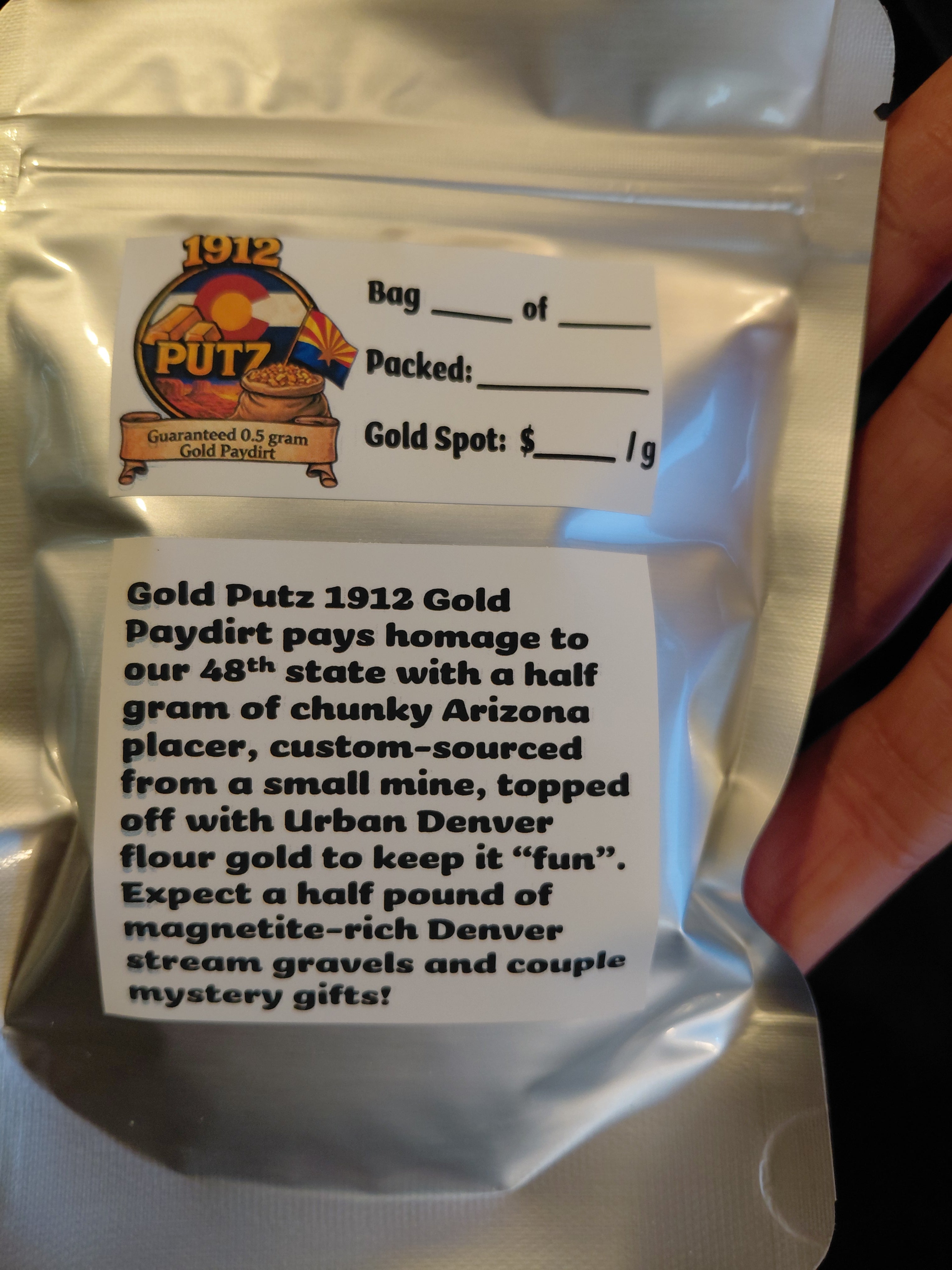 1912 0.5 gram Guaranteed Gold Paydirt