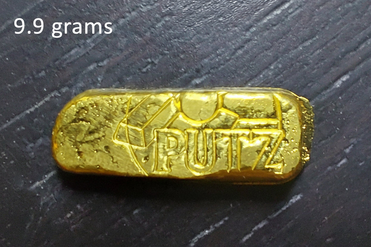 9.9 grams of 0.999 Gold Putz-refined bullion