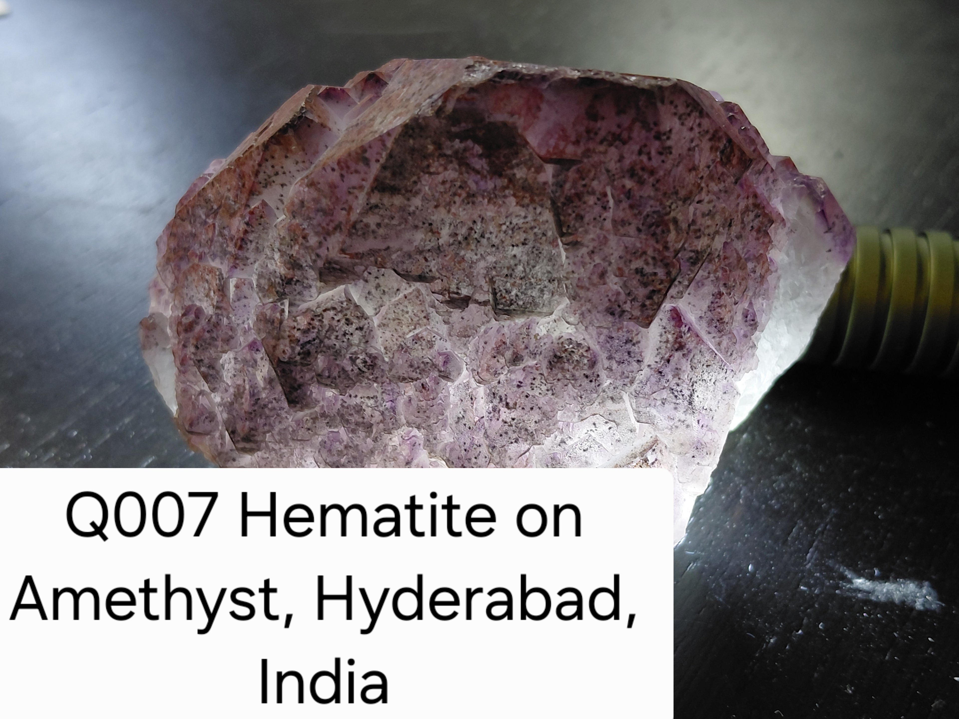 Q007 – Hematite on Amethyst (Large Display)