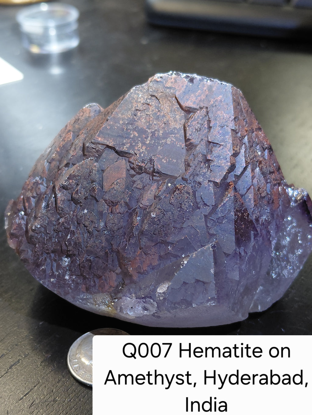 Q007 – Hematite on Amethyst (Large Display)