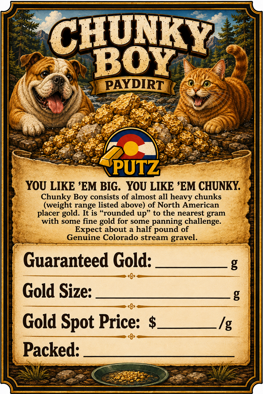 CHUNKY BOY Paydirt 1-4 grams guaranteed gold