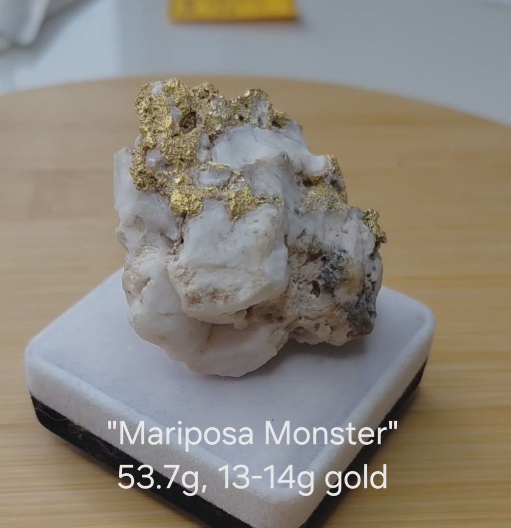 "Mariposa Monster" 53+ gram crystalline gold-in-quartz specimen