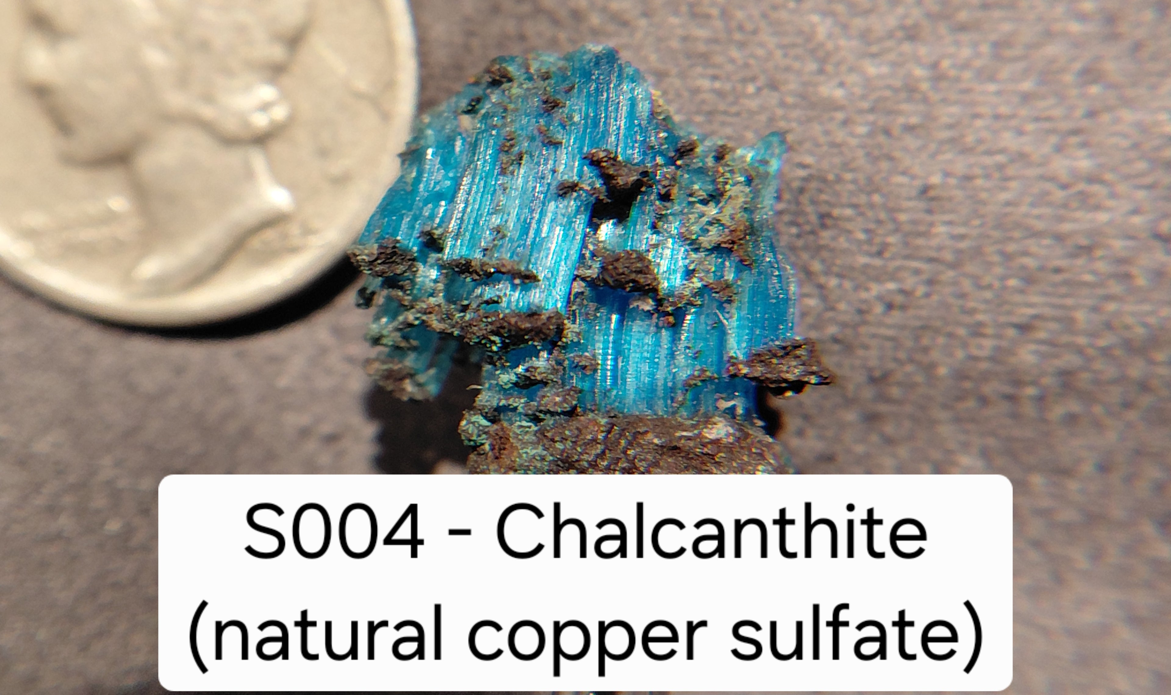 S004 - Chalcanthite (natural copper sulfate)