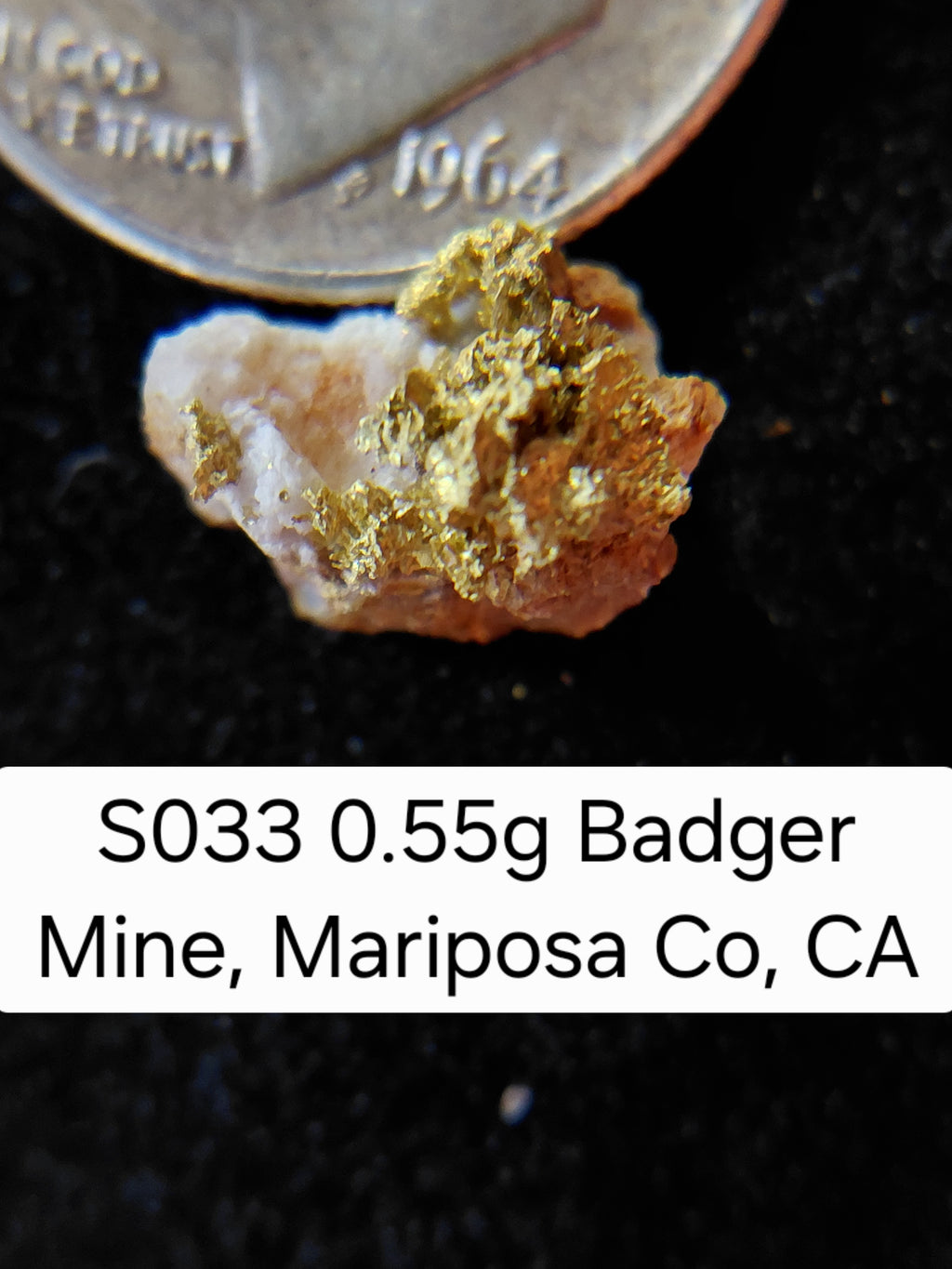 S033 0.55g Badger Mine, Mariposa Co, CA