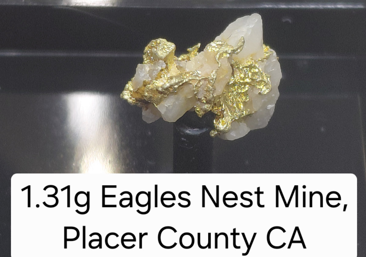 1.31g Natural Gold on Quartz - Eagle's Nest Mine, Placer County, California