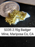 S035 2.15g Badger Mine, Mariposa Co, CA