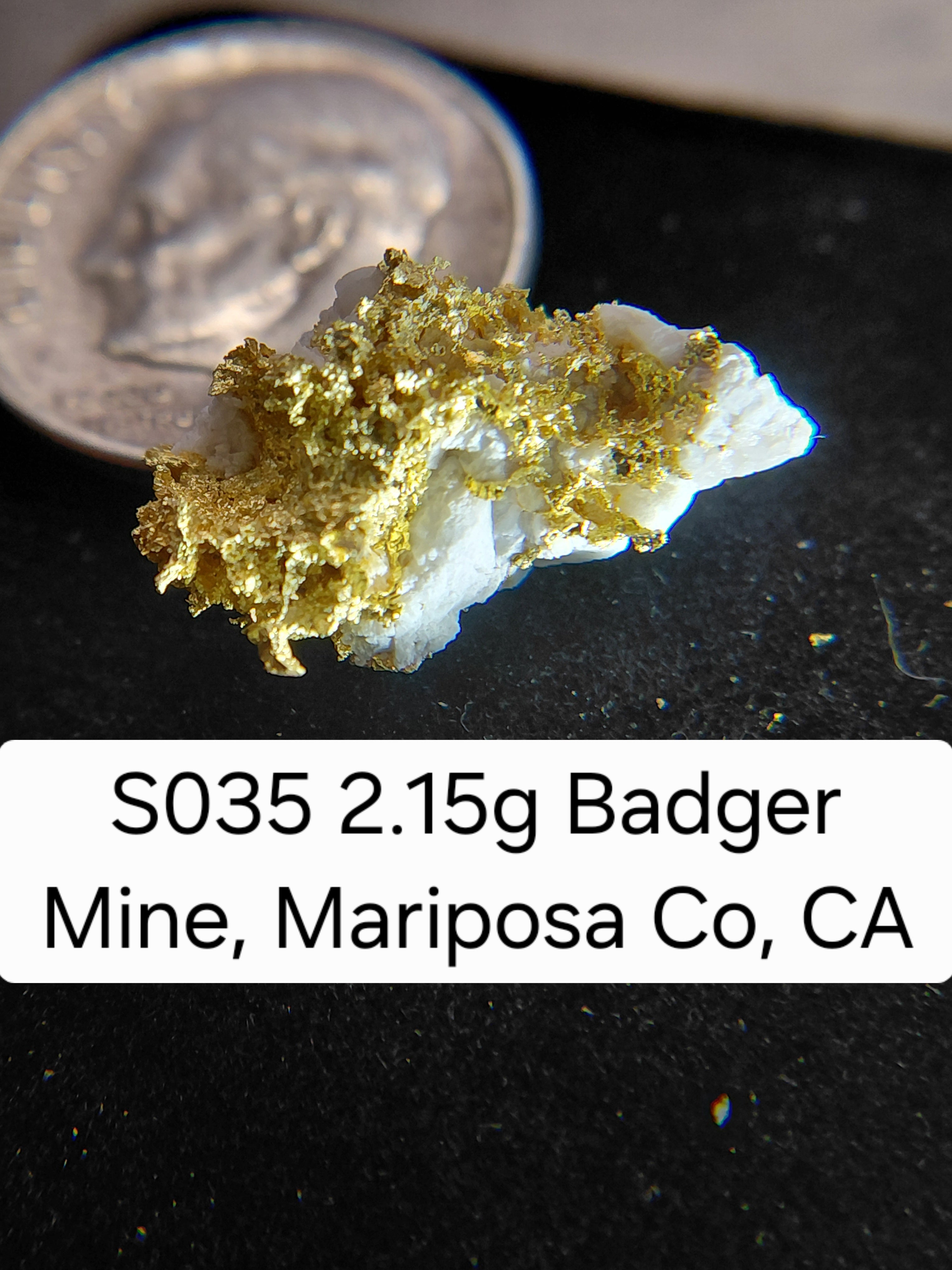 S035 2.15g Badger Mine, Mariposa Co, CA
