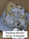 "Mariposa Monster" 53+ gram crystalline gold-in-quartz specimen