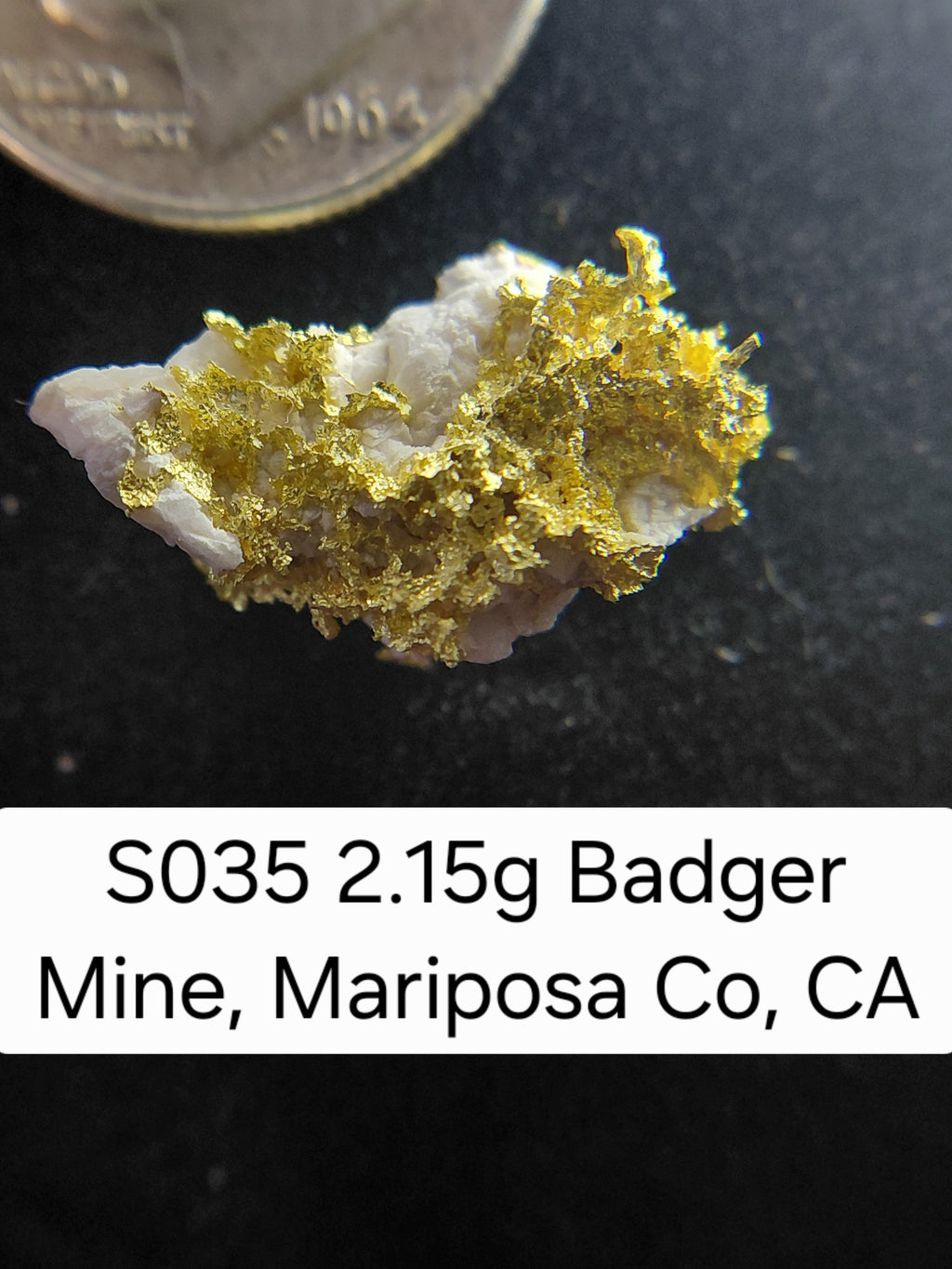 S035 2.15g Badger Mine, Mariposa Co, CA