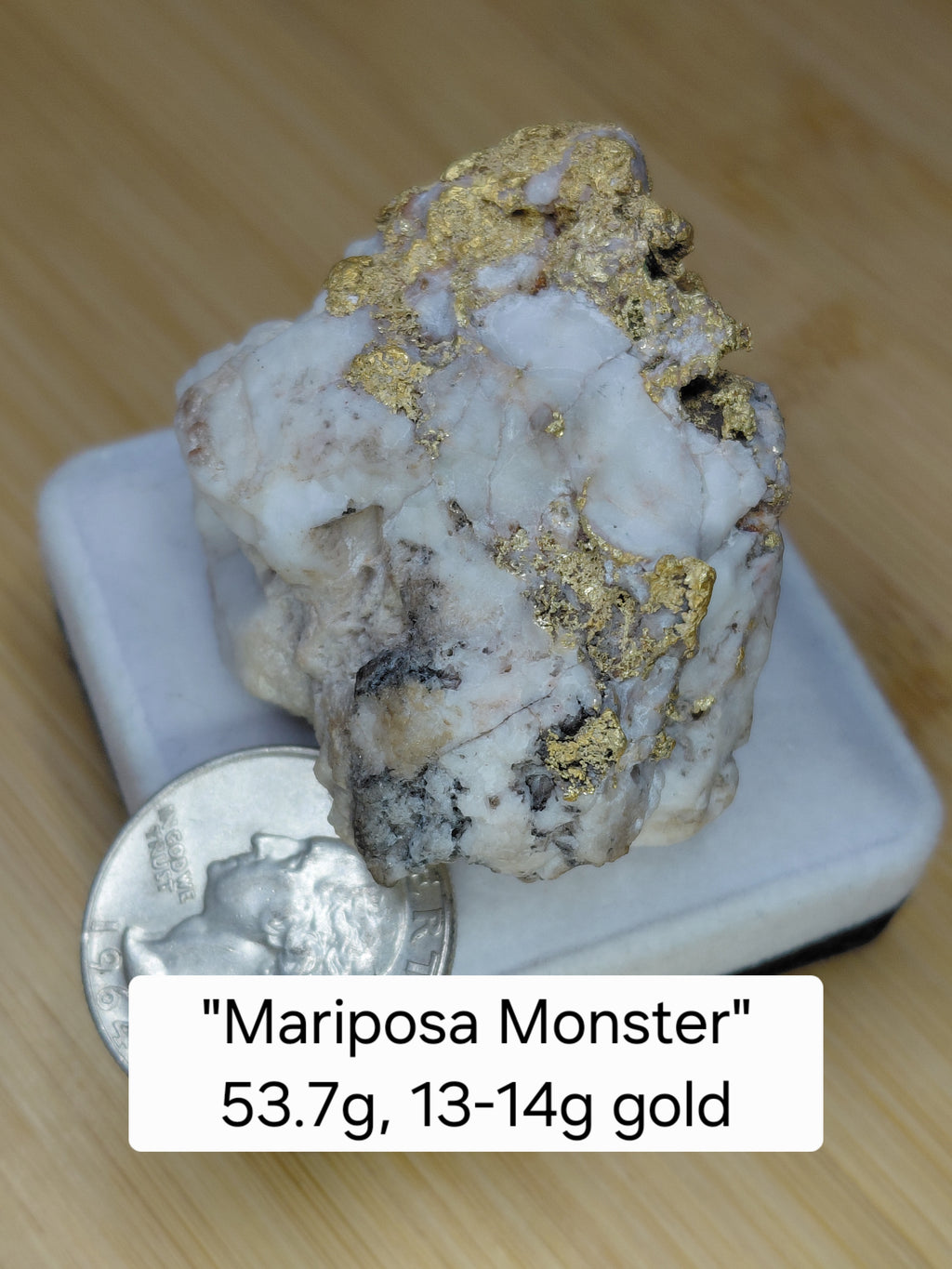 "Mariposa Monster" 53+ gram crystalline gold-in-quartz specimen