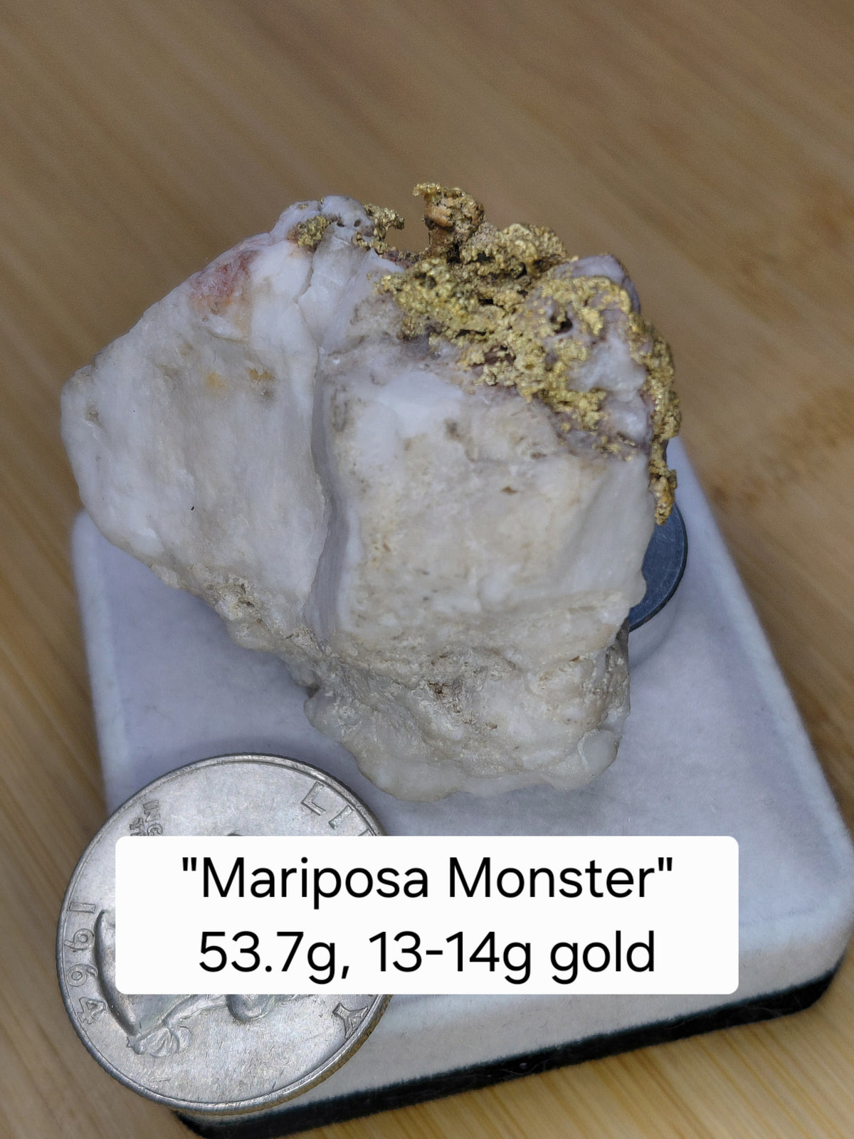 "Mariposa Monster" 53+ gram crystalline gold-in-quartz specimen