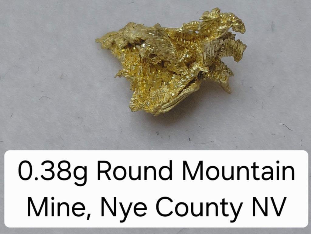 0.38g Crystalline Gold Specimen - Round Mountain Mine, Nye County, Nevada - Pure Gold Cluster