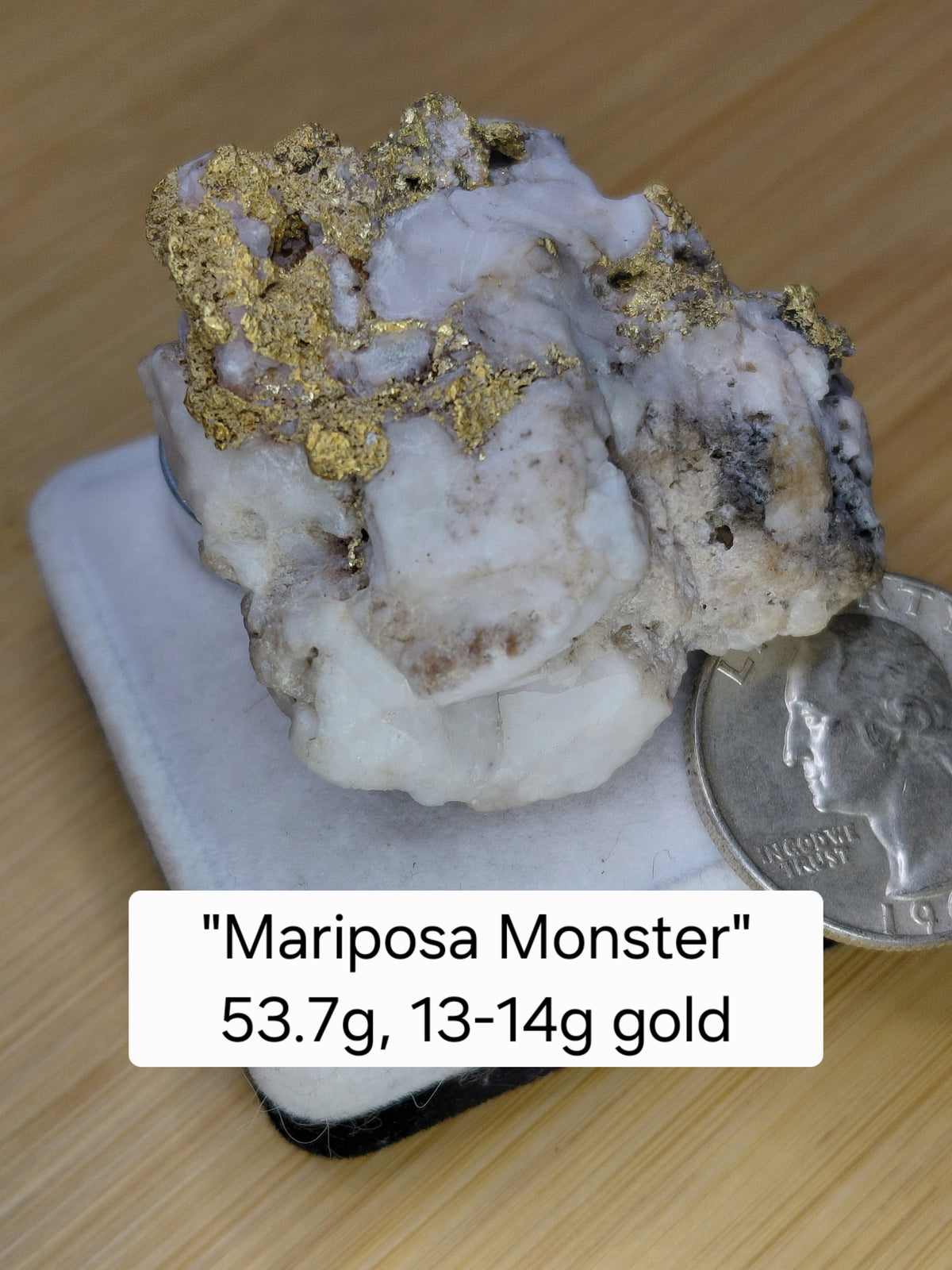 "Mariposa Monster" 53+ gram crystalline gold-in-quartz specimen