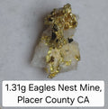 1.31g Natural Gold on Quartz - Eagle's Nest Mine, Placer County, California