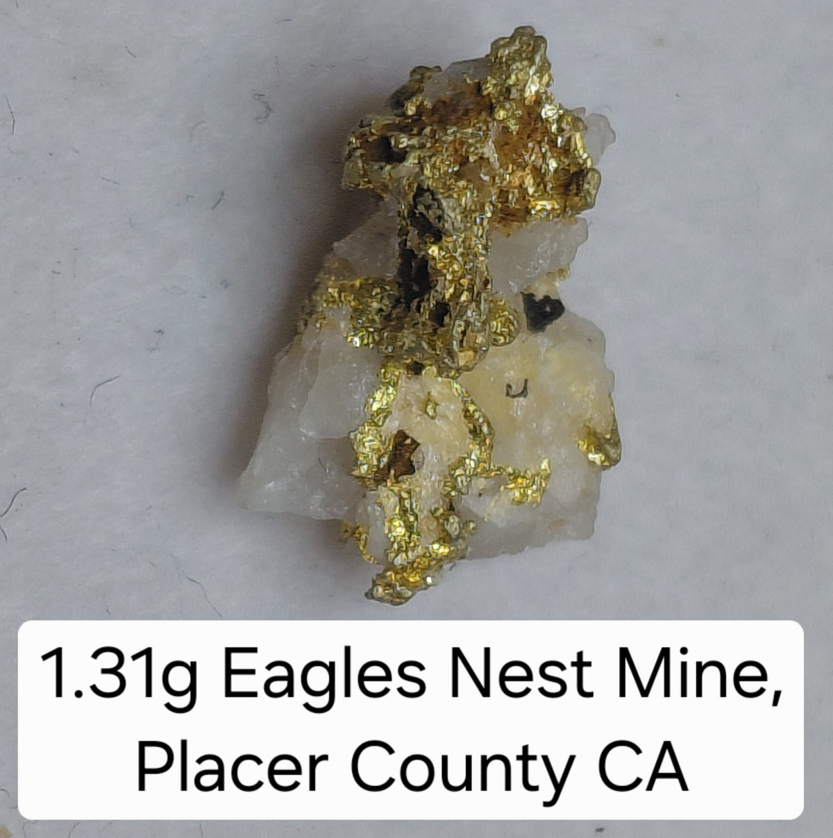 1.31g Natural Gold on Quartz - Eagle's Nest Mine, Placer County, California